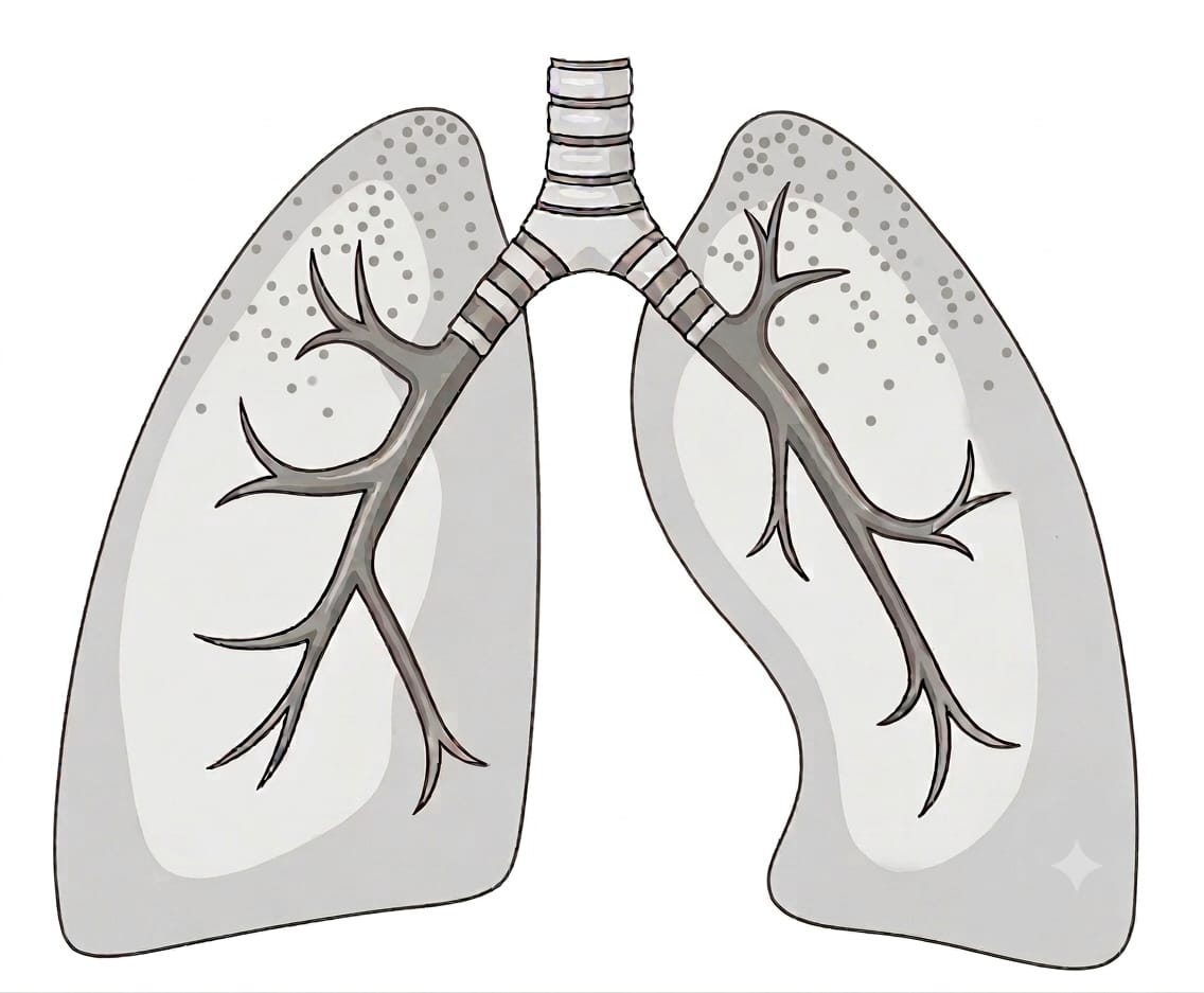 Simple silicosis (smaller nodules)