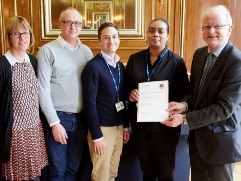 Jennifer Welch pictured with other winners of the Provost's Award for Excellence in Safety, Imperial College - 13 April 2018