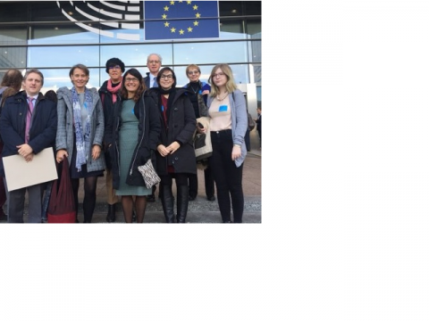 Sara De Matteis and other members of the ERS Environmental Health Committee pictured outside the EU Parliament building, Brussels