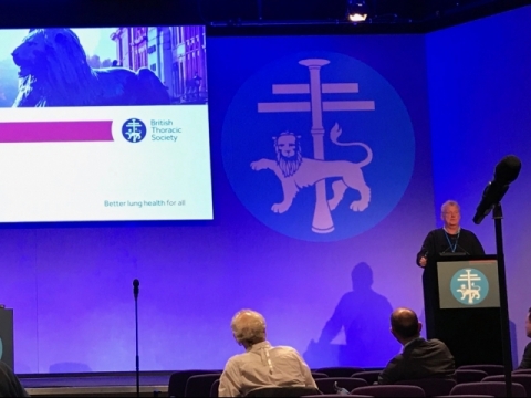 Jo Feary chairs a session at the BTS Winter Meeting, held at the Queen Elizabeth II Centre, London, 5-7 December 2018