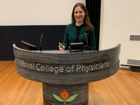 Jo Feary presents a teach-in on 'Work-related asthma' at the Royal College of Physicians, in London